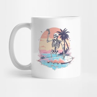 Skeleton Surfing at the Beach Mug